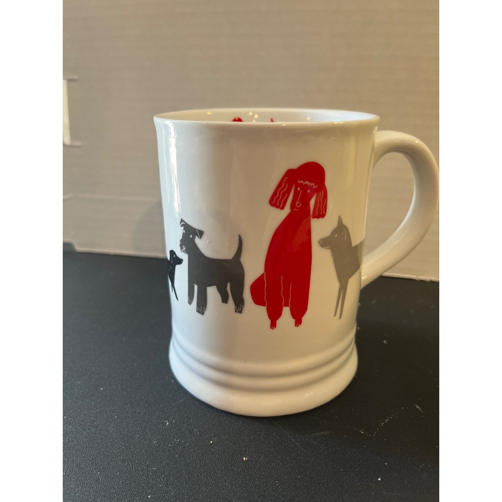 Fringe Studio Dog Lover Ceramic‎ Coffee Mug Red Poodle Dachshund White 4in